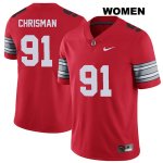 Women's NCAA Ohio State Buckeyes Drue Chrisman #91 College Stitched 2018 Spring Game Authentic Nike Red Football Jersey SK20U32LF